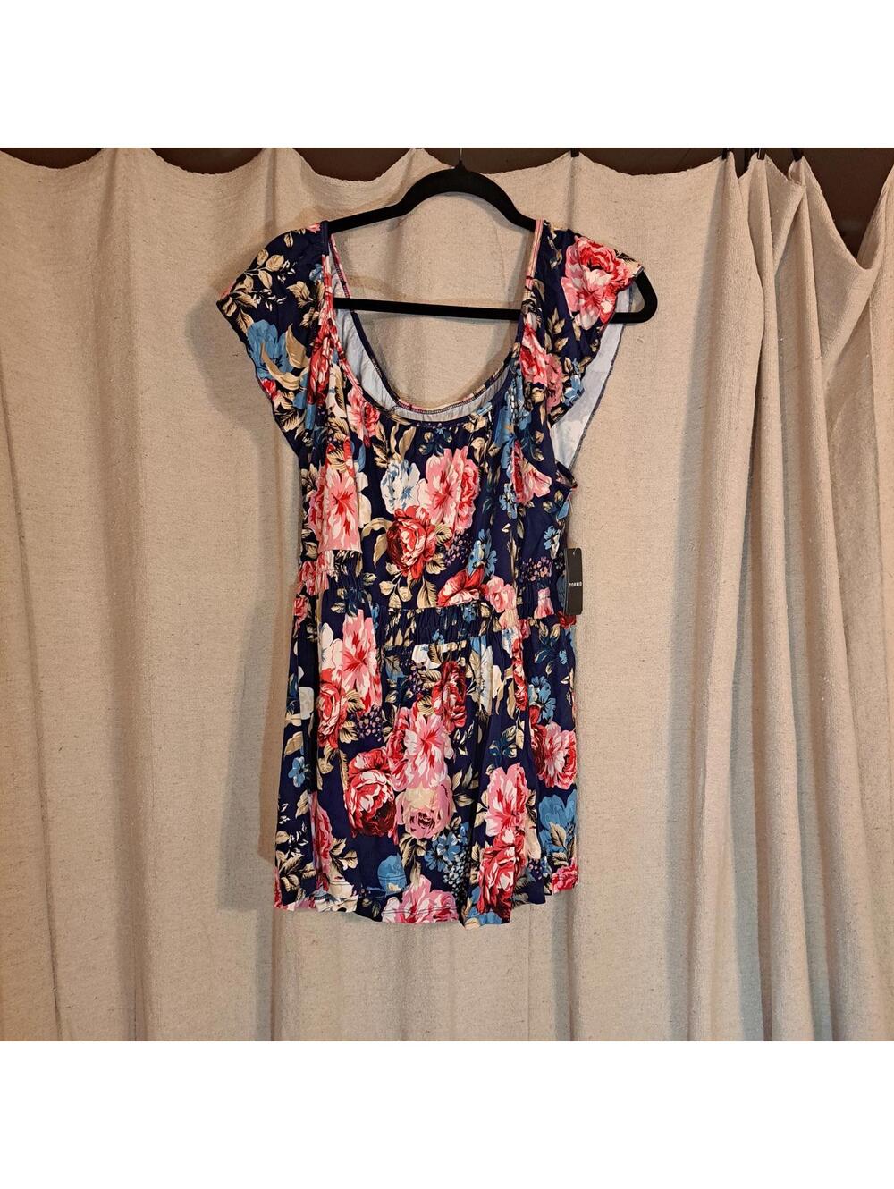 Torrid Nikki Rose Floral Deep Black Super Soft Square Neck  2X